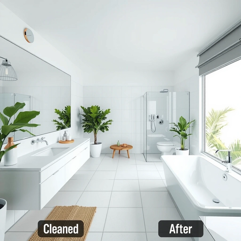 After cleaning: restored grout line